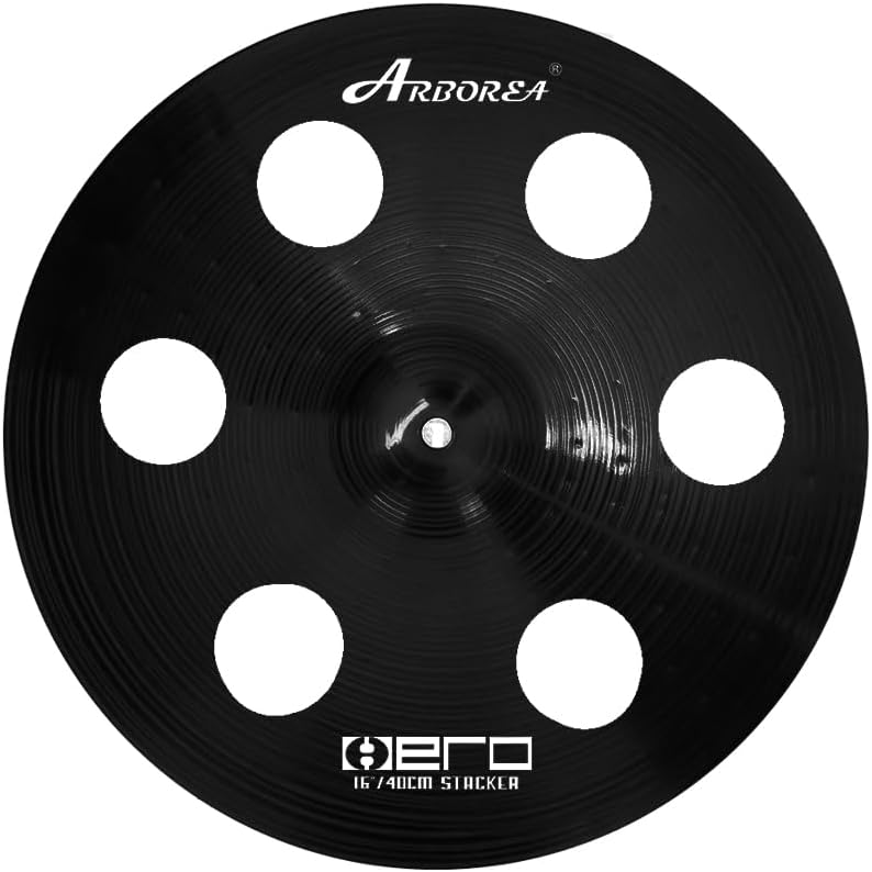 Arborea طقم صنجات للدرام 7 قطع سلسلة هيرو السوداء تشمل 14" هاي هات 16" كراش 20" رايد بالإضافة إلى 10" سبلش 16" أوزون ستاكر 18" صنج صيني حقيبة صنج مجانية - Image 4
